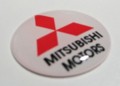 ミツビシ　ホワイト MITSUBISHI　23mm 立体樹脂盛3Dステッカー